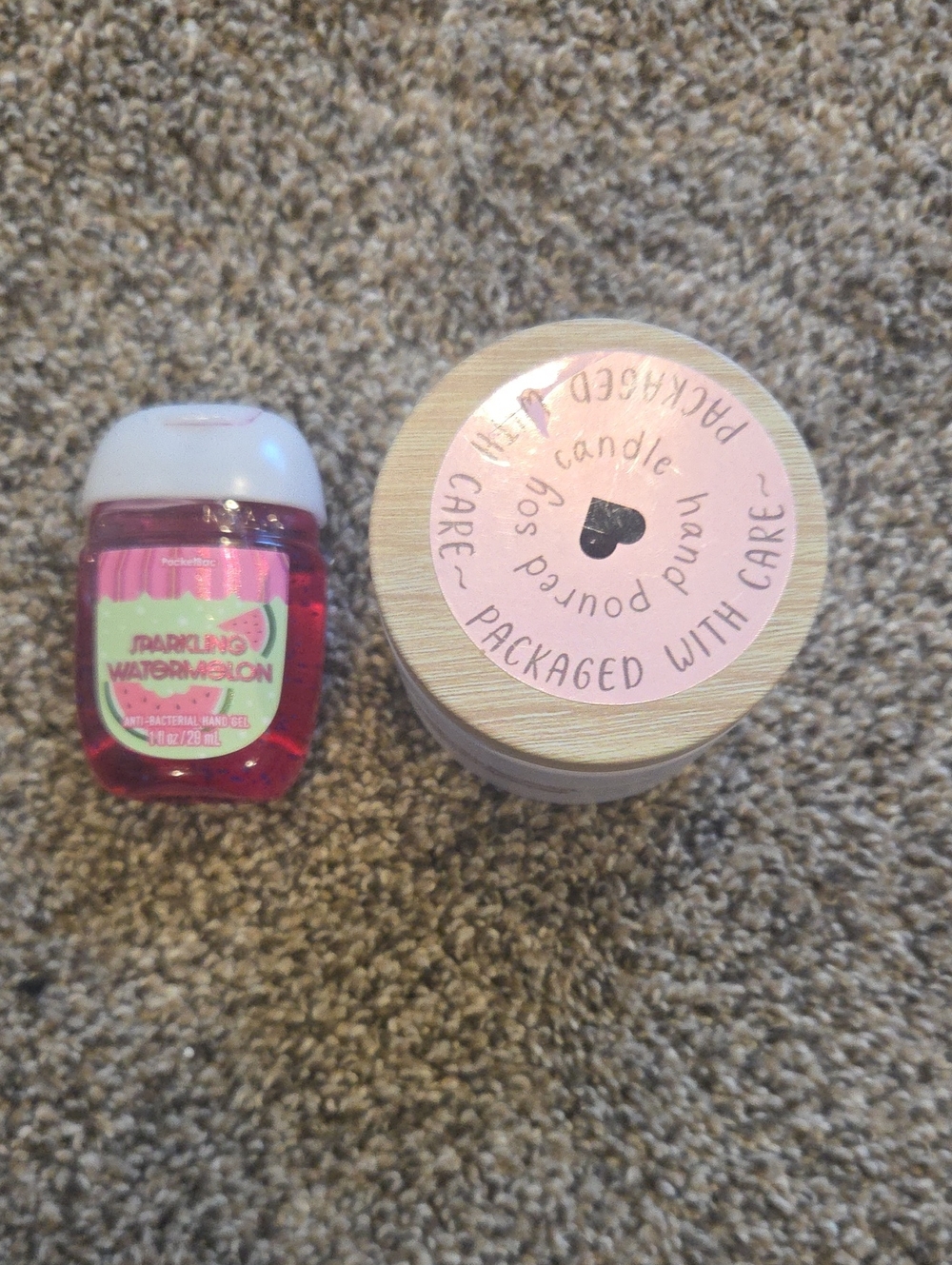 Sparkling Watermelon PocketBac Hand Sanitizer & Pink Candle Set